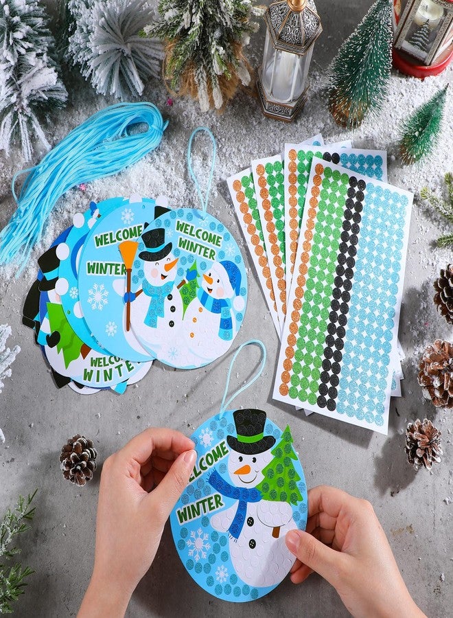 Silipull 30 Sets Snowman Craft Kit DIY Winter Snowman Glitter Mosaic Sign Craft Make Your Own Snowflake Hanging Ornaments for Winter Christmas Fun Home Party Favors Activities - Image 3